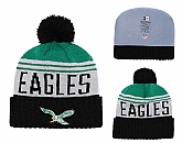 Eagles Team Logo Black Pom Knit Hat,baseball caps,new era cap wholesale,wholesale hats